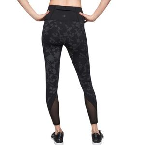 Athleta- Moonlight Precision 7/8 Black/Grey Floral Tights- S